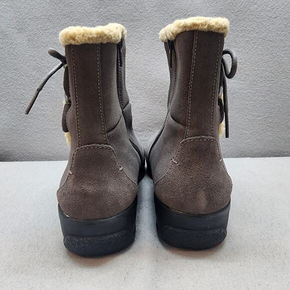 Clarks Bendables Womens Boots Gray Suede Zip Winter Faux Fur Top Ankle US 7M - Picture 5 of 8